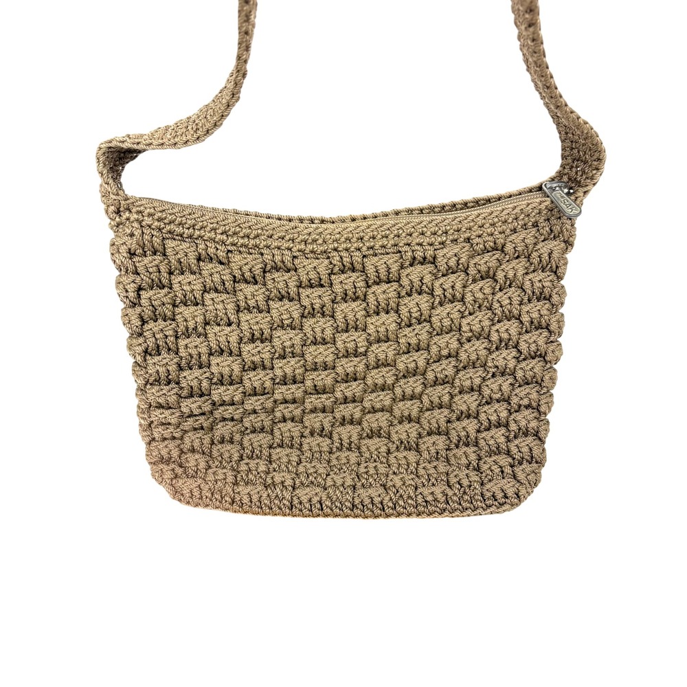 Y2K Vintage The Sak Hand-Crochet Basketweave Shoulder Bag - Taupe/Beige Pristine